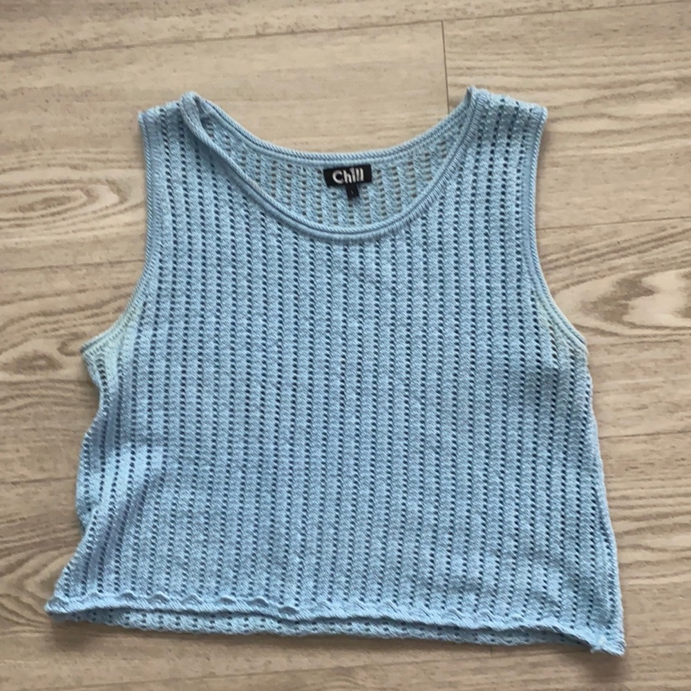 “Chill” Knit Blue Tank Sz L